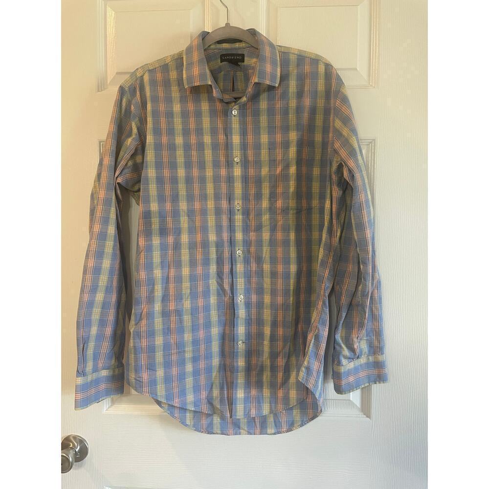 LAND'S END Men's Tailored Fit No Iron Twill Long Sleeve Shirt. 16x35 - Picture 3 of 10